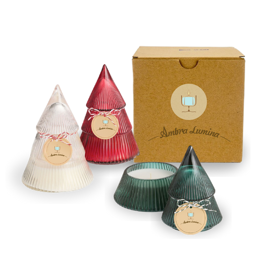 AmbraLumina Christmas tree glass jar aromatherapy