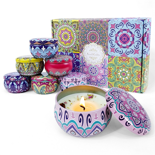 2.2 Ounce Bohemian Mini Jar Floral Candles (6-Jar)