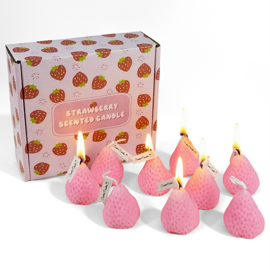 Strawberry Scented Aromatherapy Candles Gift Box - 9 Candles