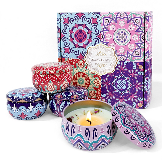 2.2 - ounce Xinjiang Yili Small Jar Sprinkled - flower 4 - piece Candle Set - AmbraLumina