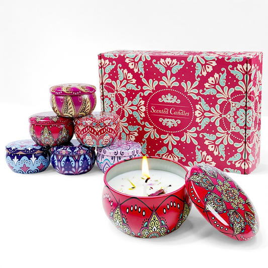 2.2 Ounce Bohemian Mini Jar Floral Candles (6-Pack)