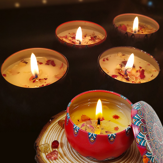 2.2 - ounce Xinjiang Yili Small Jar Sprinkled - flower 4 - piece Candle Set - AmbraLumina