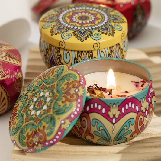 2.2-ounce Xinjiang Yili Small Jar Flower Aromatherapy Candle Set - 4-Piece for Cozy Ambiance - AmbraLumina