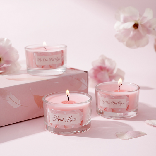 Set of 6 Pink Small Round - Cup Candles - Custom Scented Candles Bulk - AmbraLumina