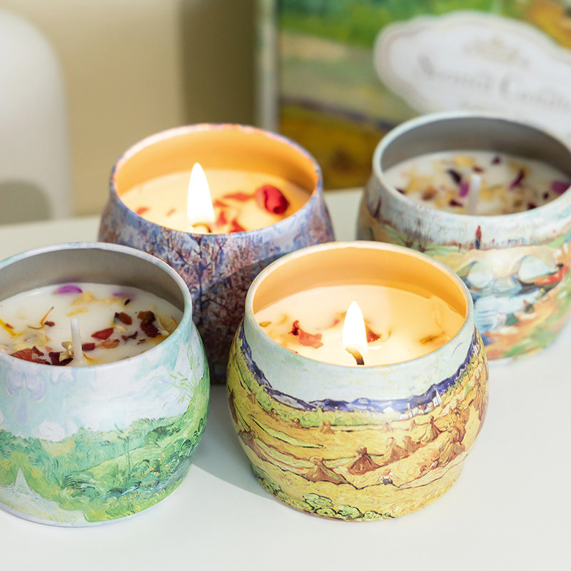 Decorative Art Flower Confetti Candle Gift Set 4-Piece 3.5 oz - AmbraLumina