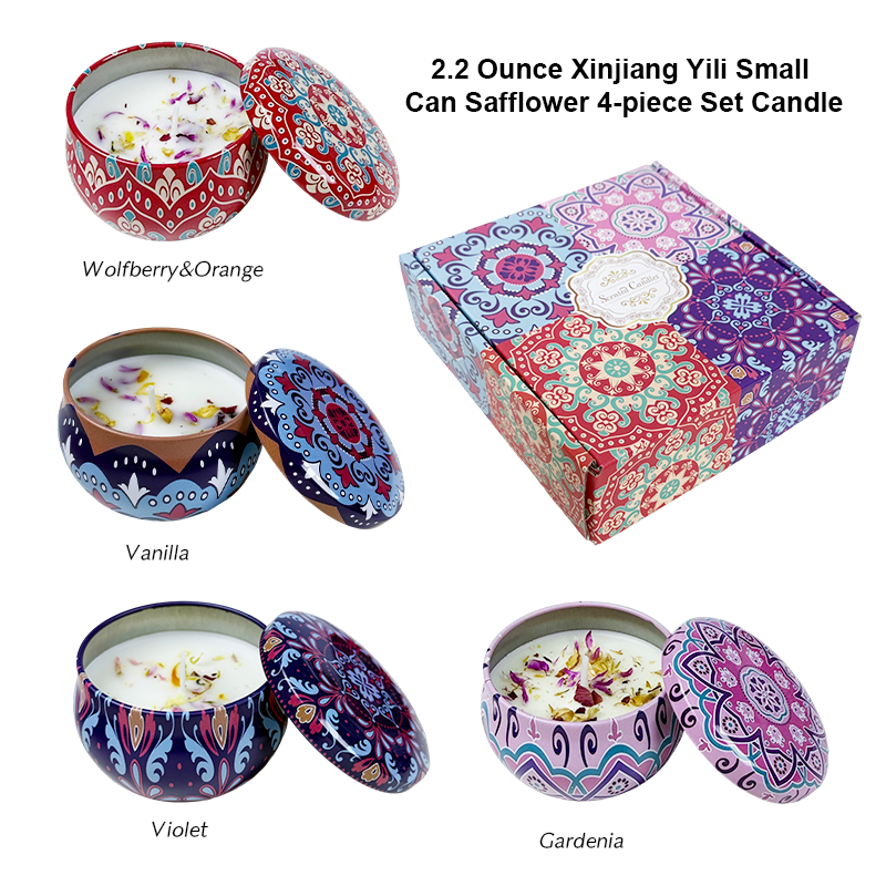 2.2 - ounce Xinjiang Yili Small Jar Sprinkled - flower 4 - piece Candle Set - AmbraLumina