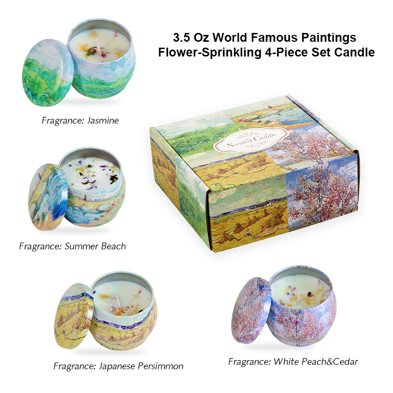 Decorative Art Flower Confetti Candle Gift Set 4-Piece 3.5 oz - AmbraLumina