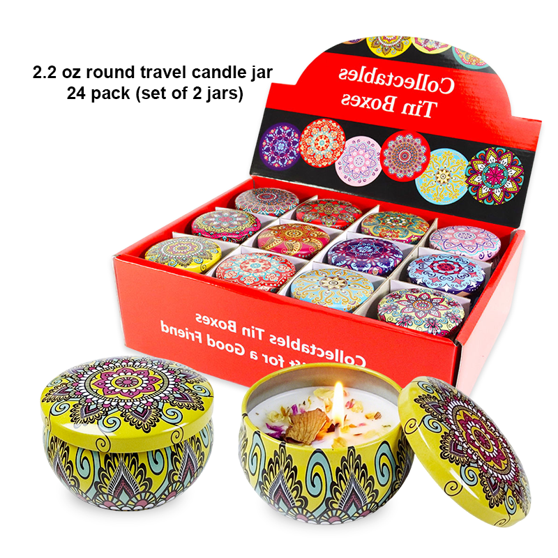 2.2 Ounce Round Travel Candle Jars (24-Pack, Double Jars per Set) - AmbraLumina
