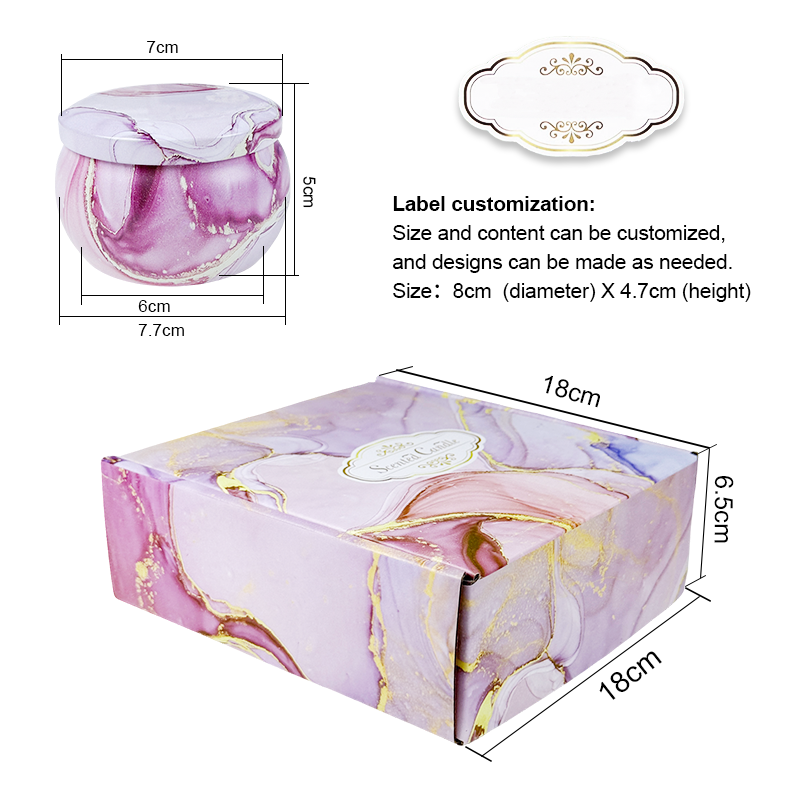 AmbraLumina 4.4 Ounce Marble Small Jar Flower-Sprinkled 4-Piece Set Candle