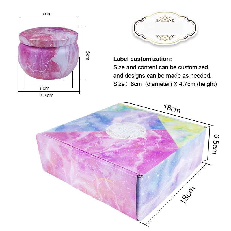 4.4oz Marbleized Jar Candle Set with Floral Sprinkles - Custom Scented Candles Bulk - AmbraLumina