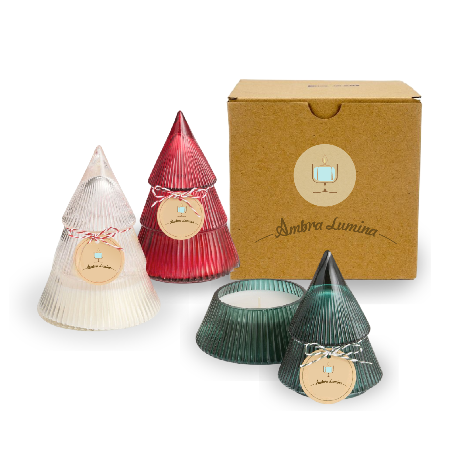 AmbraLumina Christmas tree glass jar aromatherapy