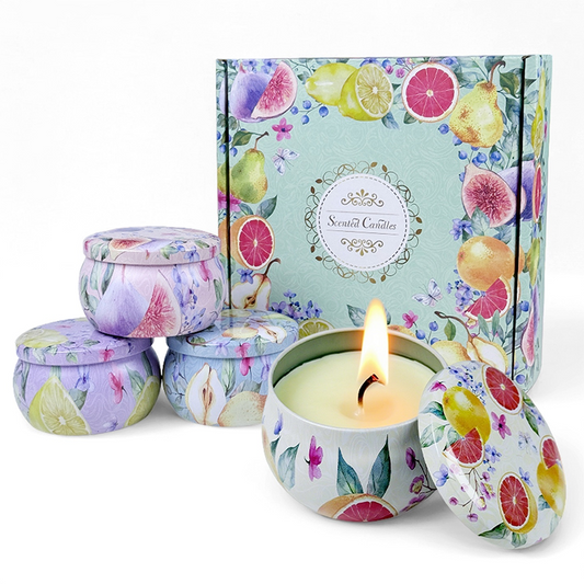 4.4 Ounce Small Jar Fruit 4-Piece Candle Set (Floral-Free) - AmbraLumina