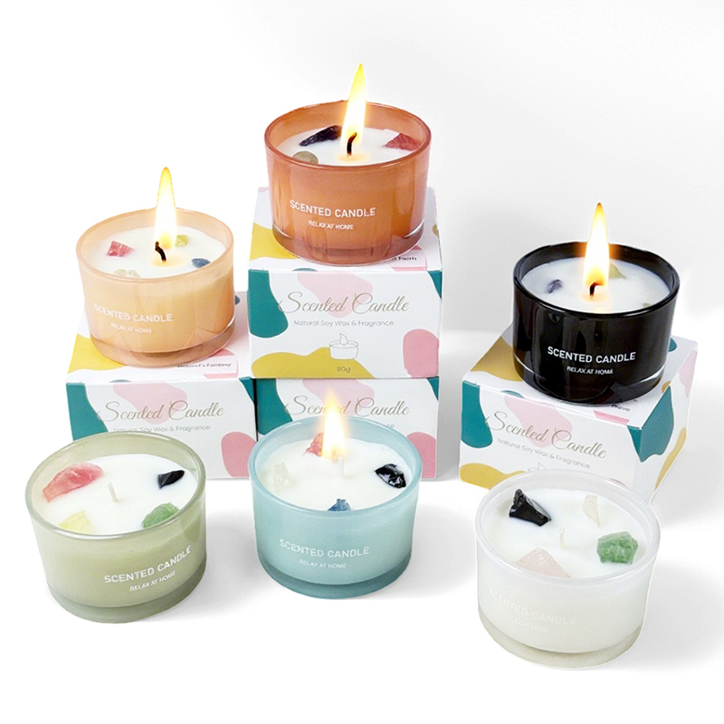 Illuminate Your Space with the Dopamine Mood Fragrance Crystal Stone Candle - AmbraLumina