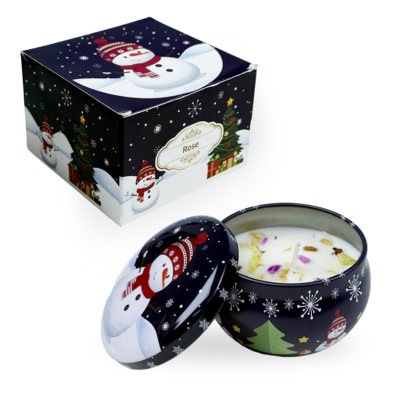 2.2 oz Christmas Mini Can Scented Candle – Festive Floral Confetti Design for Gifts and Home Décor - AmbraLumina