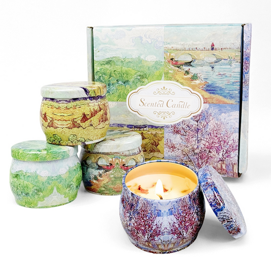 Decorative Art Flower Confetti Candle Gift Set 4-Piece 3.5 oz - AmbraLumina