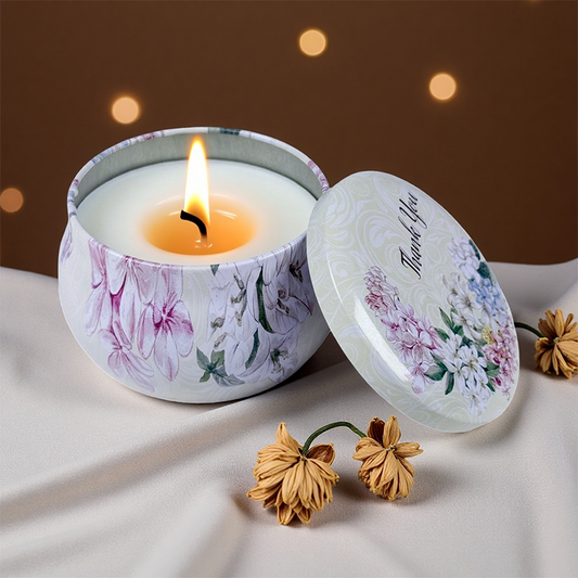 AmbraLumina 4.4 Ounce Flower Small Jar Scattering 4-Piece Candle Set