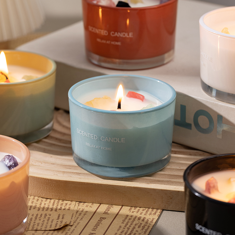 Illuminate Your Space with the Dopamine Mood Fragrance Crystal Stone Candle - AmbraLumina