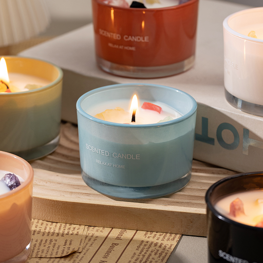 Illuminate Your Space with the Dopamine Mood Fragrance Crystal Stone Candle - AmbraLumina