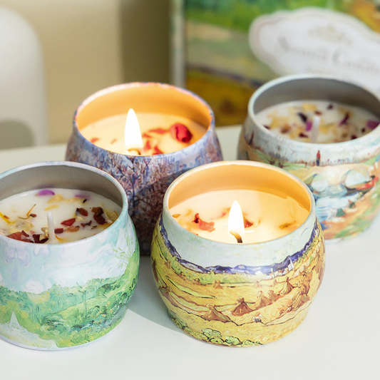 Decorative Art Flower Confetti Candle Gift Set 4-Piece 3.5 oz - AmbraLumina