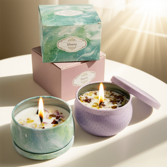 Single pack of 2.2 - ounce small jar scented candles with flower sprinkles.