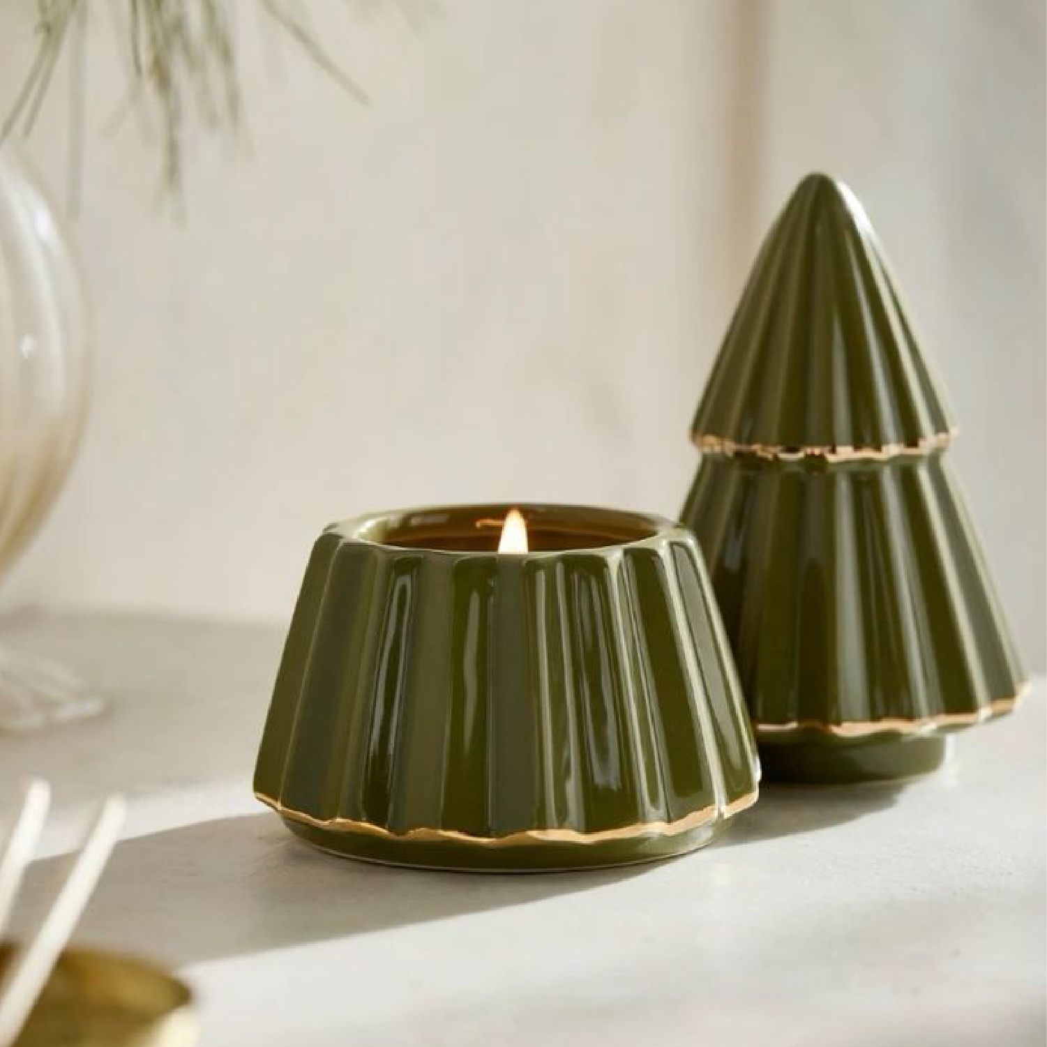 AmbraLumina Christmas tree glass jar aromatherapy