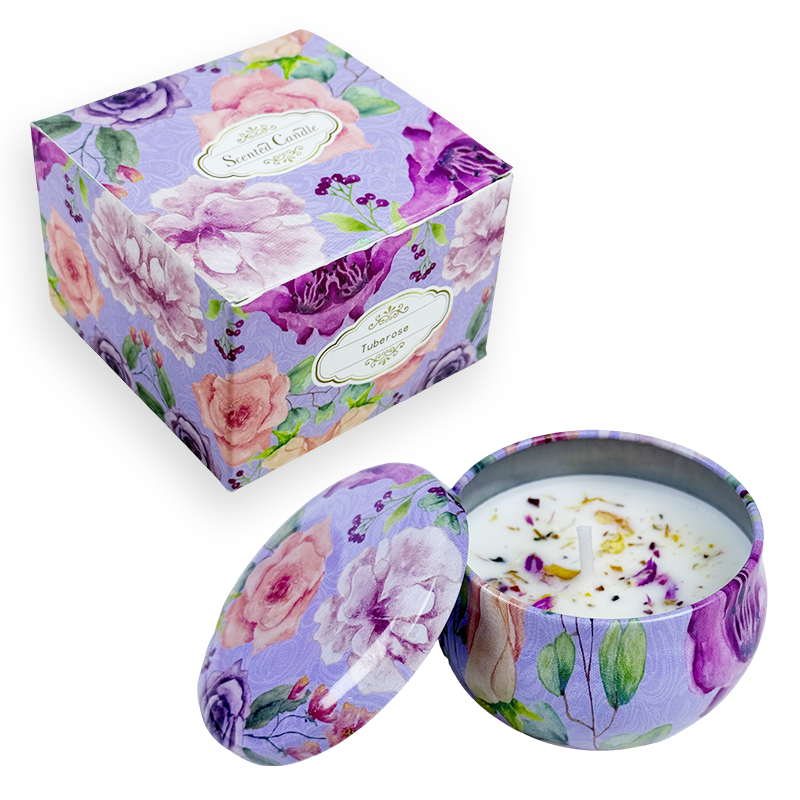 .2oz Flower Petal Canister Candle (Single Pack) – Scattering Flowers & Natural Soy Wax - AmbraLumina