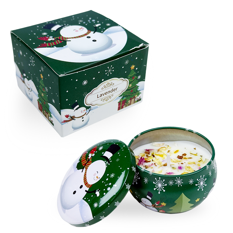 2.2 oz Christmas Mini Can Scented Candle – Festive Floral Confetti Design for Gifts and Home Décor - AmbraLumina