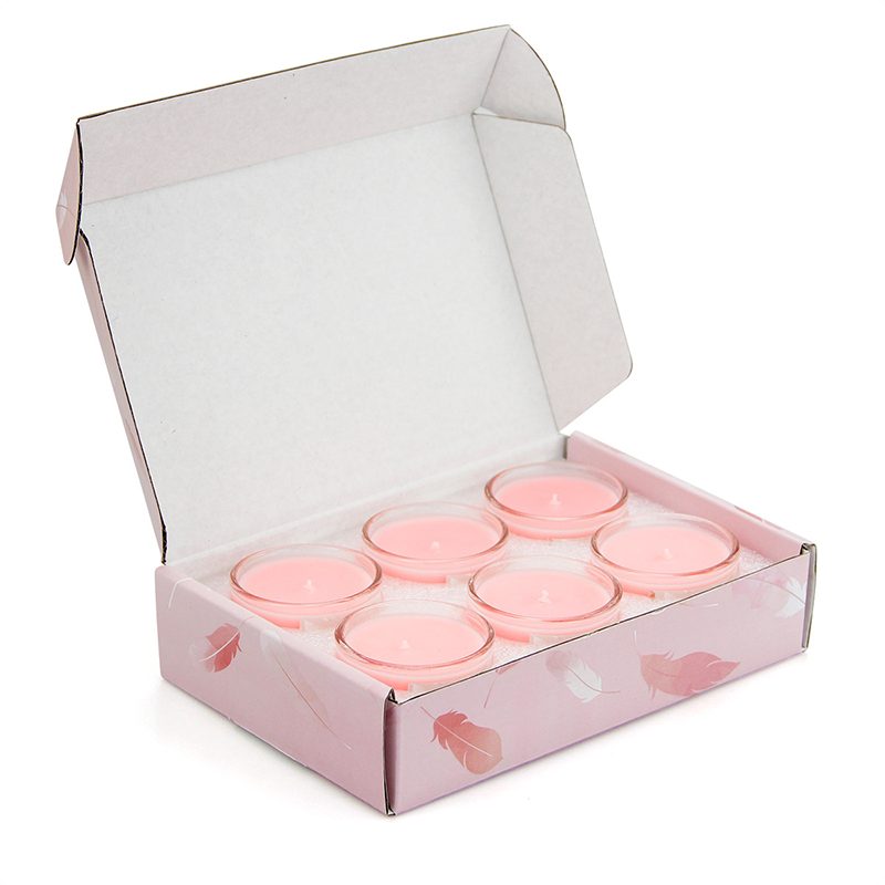 Set of 6 Pink Small Round - Cup Candles - Custom Scented Candles Bulk - AmbraLumina