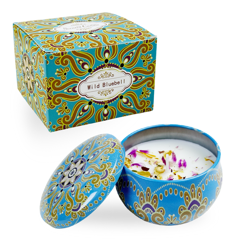 2.2oz Ethnic Style Confetti-Sprinkled Candle in Decorative Tin – Romantic Fragrance - AmbraLumina