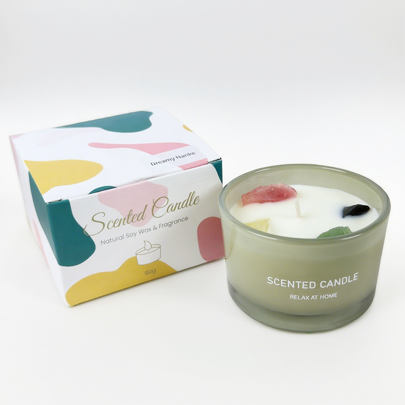 Illuminate Your Space with the Dopamine Mood Fragrance Crystal Stone Candle - AmbraLumina
