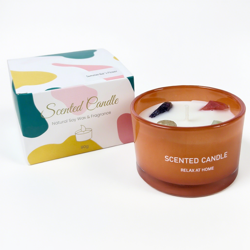 Illuminate Your Space with the Dopamine Mood Fragrance Crystal Stone Candle - AmbraLumina